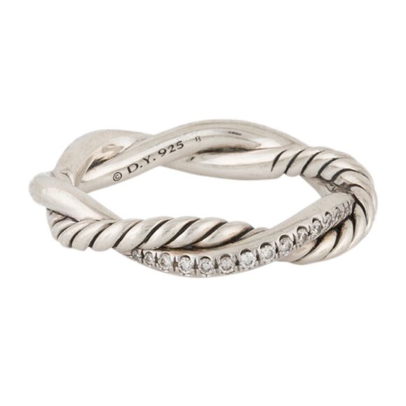 DAVID YURMAN DIAMOND STERLING SILVER 925 PETITE INFINITY BAND RING - Picture 9 of 10